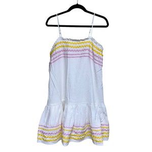 Lisa Marie Fernandez Ric Rac Dress White/Yellow/Pink with‎ Pockets Women’s Small